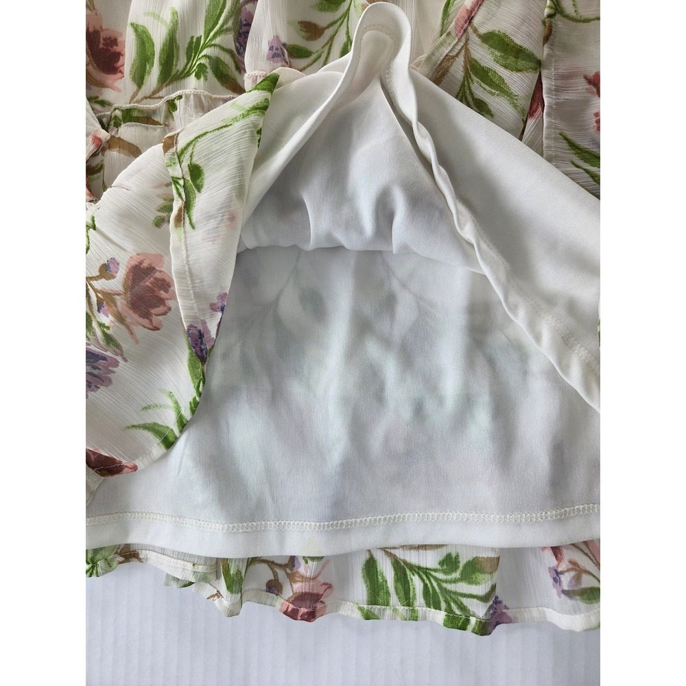 Mint of Blush Floral Smocked Mini Dress XL White Pink Purple Ruffle Tiered Boho - Picture 3 of 6